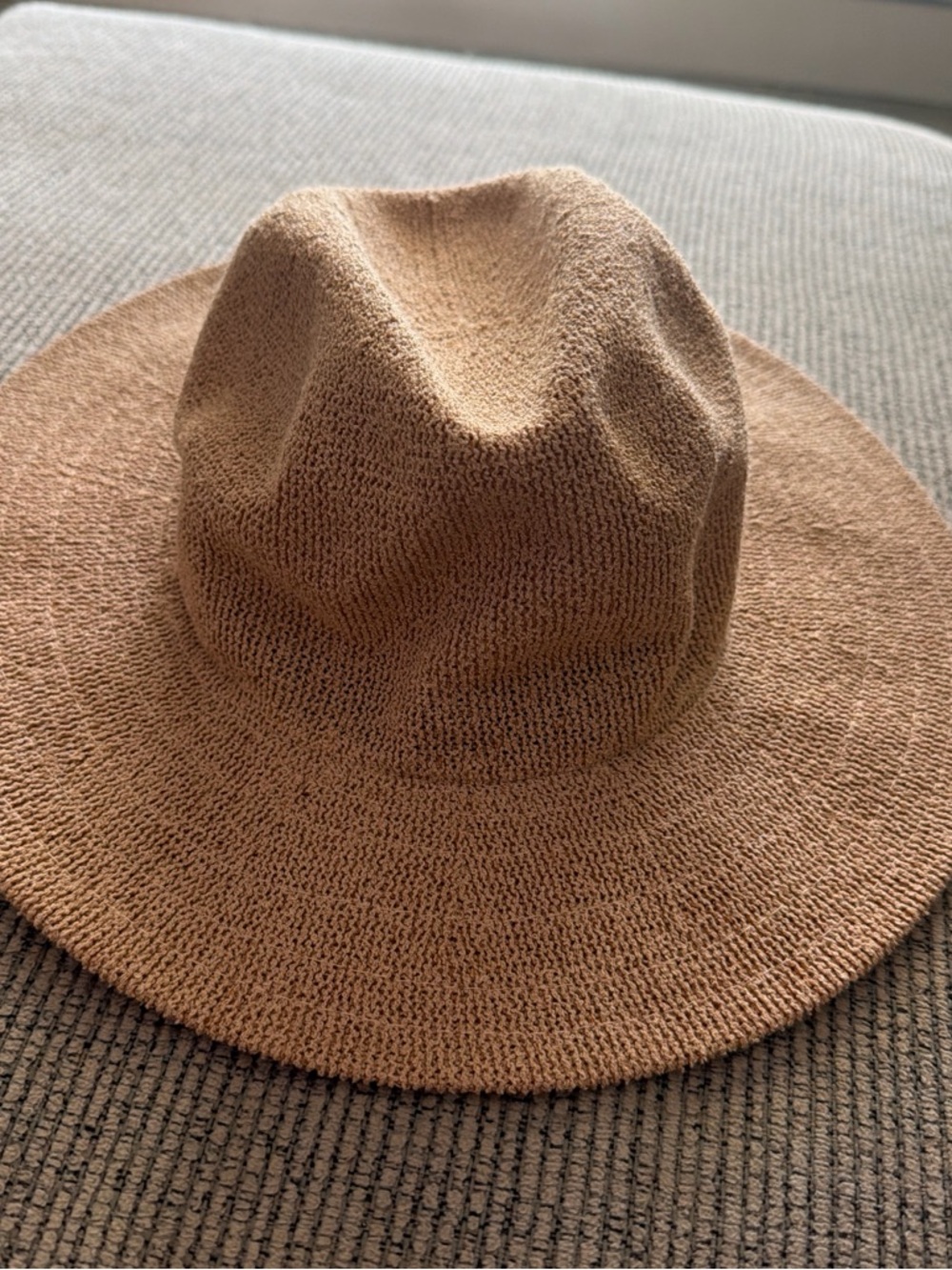 Wide-Brim Woven Sun Hat in Light Brown
